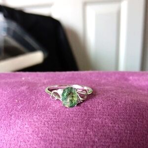 Green Moss Agate Dainty .925 Size Ring
